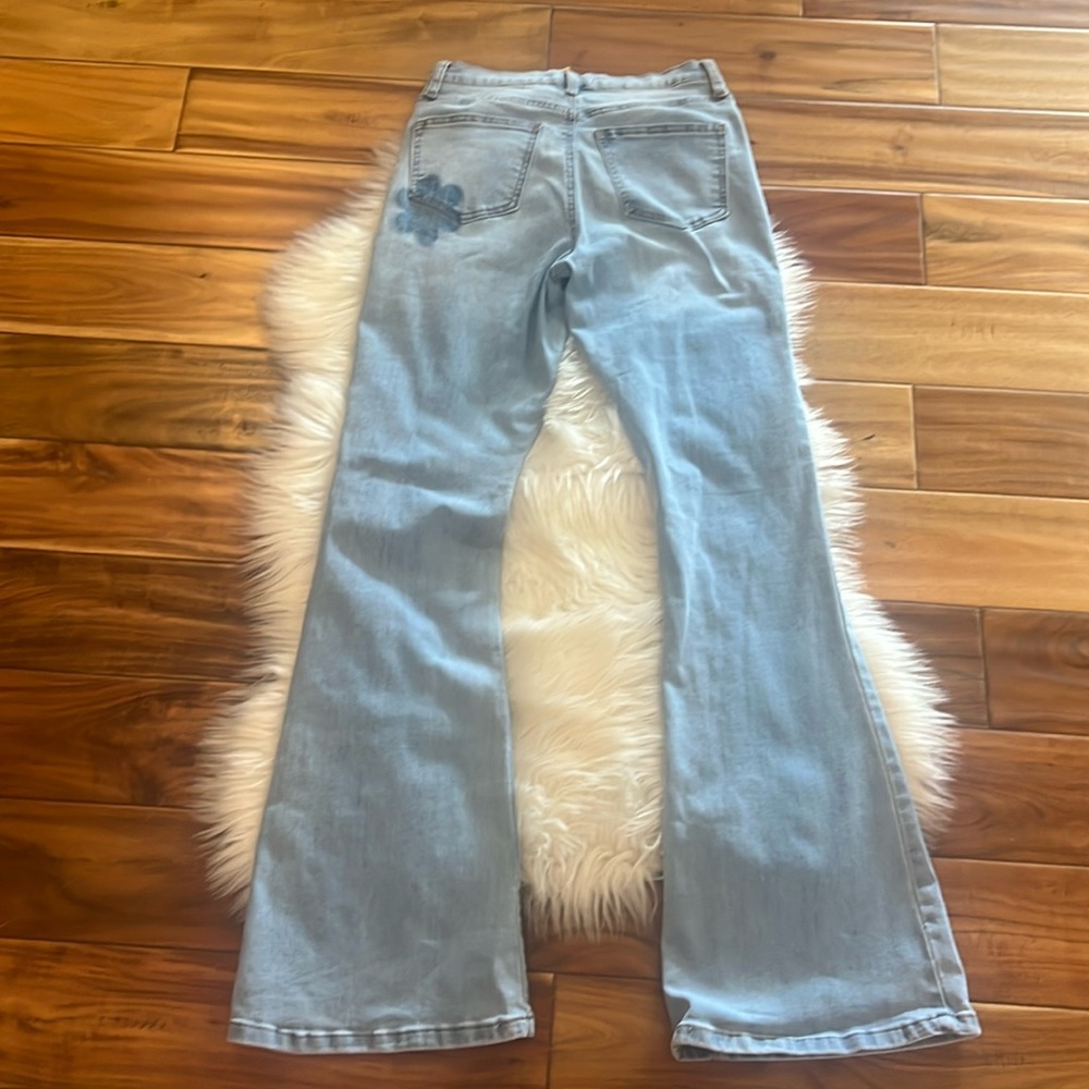 Altar’d State Boho High Rise Flare Flower Hippie Mod Cowgirl Western Jean Sz 27